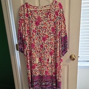 Halife Floral Pink and Purple Women's Dress